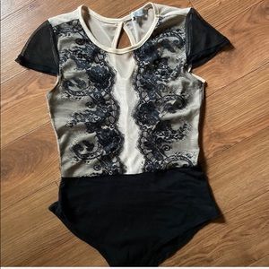 Black / tan lace body suit